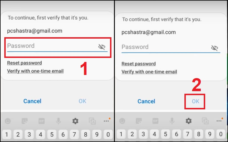 ác minh danh tính của mình bằng cách nhập mật khẩu tài khoản Samsung Account
